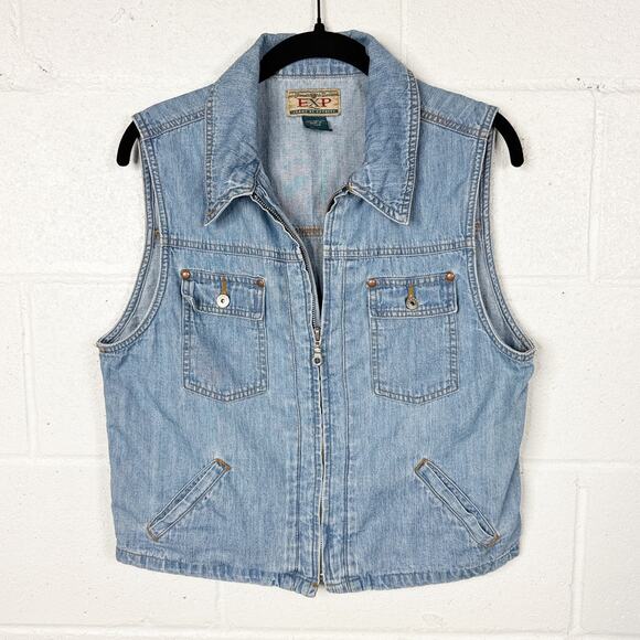 Vintage Jackets & Blazers - Vintage Y2K Boxy Denim Vest
